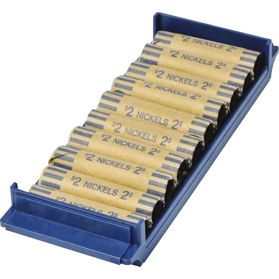 ControlTek Coin Trays for Nickels - Stackable, 3.8" x 1.5", Blue, Plastic, 2 / Pack, CNK560561