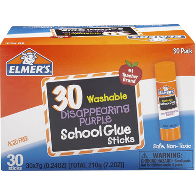 Elmer's Disappearing Purple School Glue Sticks, 30 / Box, EPI2159542