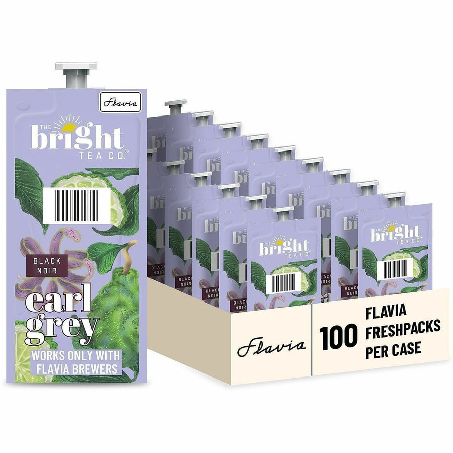 Flavia Bright Tea Co Earl Grey Black Tea, Naturally Flavored, 100 / Carton, LAV48026