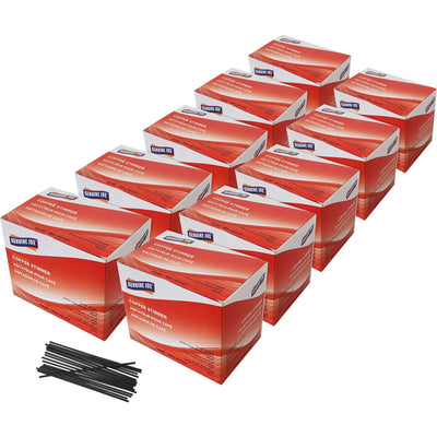 Genuine Joe Plastic Stirrers, Black, 10 / Carton, GJO03196CT