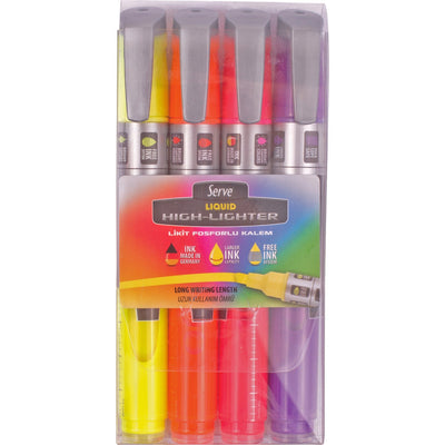 So-Mine Serve Jumbo Liquid Highlighters, 4 / Set, SRVLKTFB4KRPA