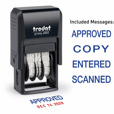 Trodat Micro Message Date Stamp, 1.5" x 1", Compact, TDTE4853L