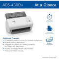 Brother ADS-4300N Sheetfed Scanner - 600 x 600 dpi Optical, BRTADS4300N