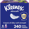 Kimberly-Clark Kleenex Ultra Soft Tissues, White, 4 / Pack, KCC54308