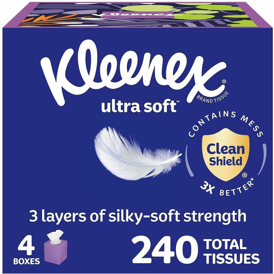 Kleenex Ultra Soft Tissues, White, Fragrance-free, 4 / Pack, KCC54308