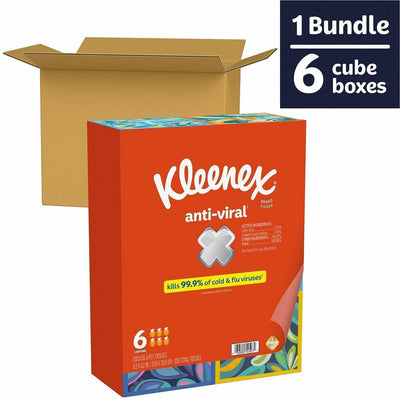 Kimberly-Clark Kleenex Anti-viral Facial Tissue, White, 12 / Carton, KCC54506CT