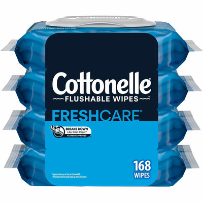 Kimberly-Clark Cottonelle Flushable Wipes, White, 4 / Pack, KCC54495