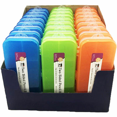 Charles Leonard Double-sided Pencil Boxes, Assorted, 24 / Display Box, LEO76310ST