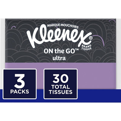 Kimberly-Clark Kleenex On-the-Go Slim Wallet Pack - 30 Facial Tissue-Count, White, 3 / Pack, KCC35533