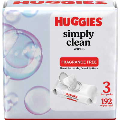 Kimberly-Clark Huggies Simply Clean Wipes, White, 3 / Pack, KCC54483