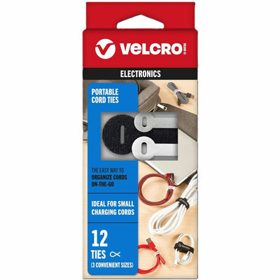 Velcro Portable Cord Ties, Multi, 12 / Pack, VEK30816