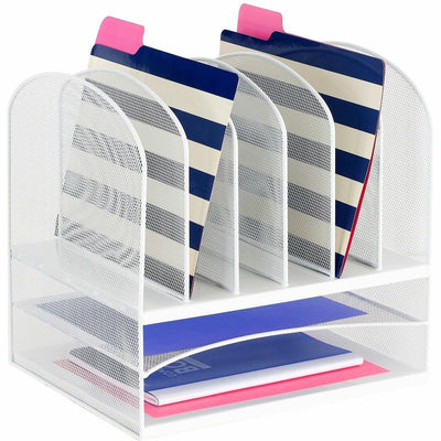 Safco Onyx 2 Horizontal/6 Upright Desk Organizer, White, SAF3255WH