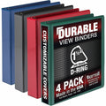 Samsill Durable View Binders, Assorted, 8 1/2" Width x 11" Length, 4 / Pack, SAMMP46458