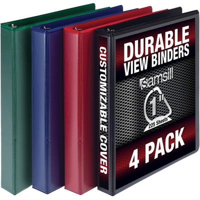 Samsill Durable View Binders, Green, 8 1/2" Width x 11" Length, 4 / Pack, SAMMP46409