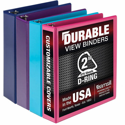 Samsill Durable View Binders, Assorted, 8 1/2" Width x 11" Length, 4 / Pack, SAMMP46469