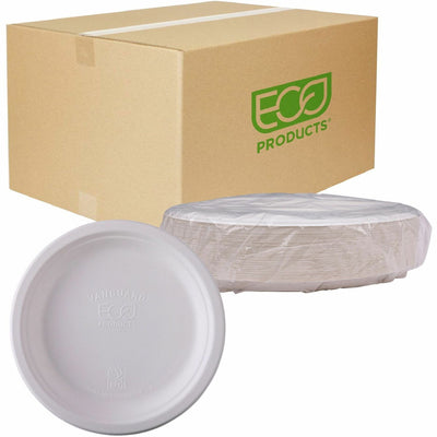 Eco-Products Vanguard 10" Sugarcane Plates, White, 500 / Carton, ECOEPP005NFA