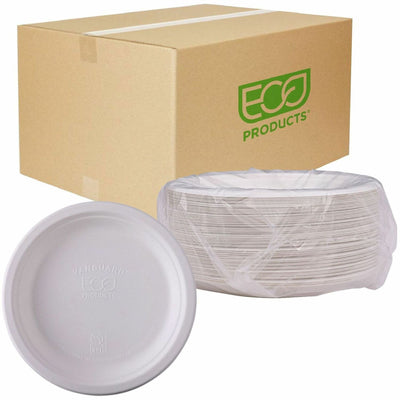 Eco-Products Vanguard 6" Sugarcane Plates, White, 1000 / Carton, ECOEPP016NFA