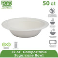 Eco-Products Vanguard 12 oz Sugarcane Bowls, White, 1000 / Carton, ECOEPBL12NFA
