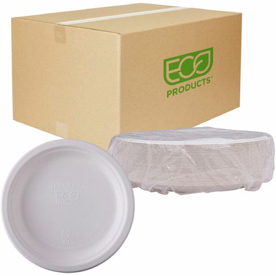 Eco-Products Vanguard 9" Sugarcane Plates, White, 500 / Carton, ECOEPP013NFA