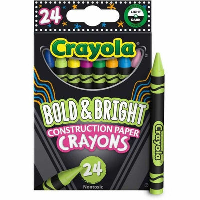 Crayola Bold & Bright Construction Paper Crayons, 24 Count, Assorted, 24 / Pack, CYO523463