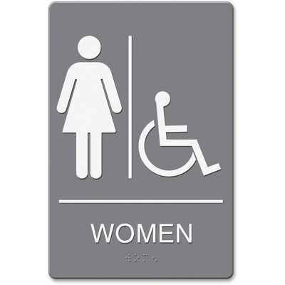 Identity Headline Signs ADA WOMEN Wheelchair Restroom Sign, Gray, HDS4814