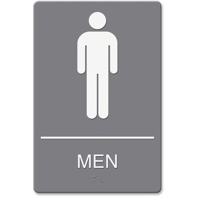 Identity Headline Signs ADA MEN Restroom Sign, Gray, HDS4817