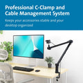 Kensington Computer A1020 Mounting Arm for Microphone, Webcam, Lighting System, Camera, Telescope - Black, KMW87652