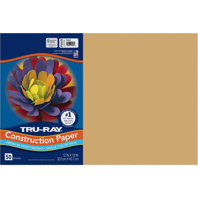 Dixon Ticonderoga Tru-Ray Construction Paper, Almond, 50 / Pack, PACP103074