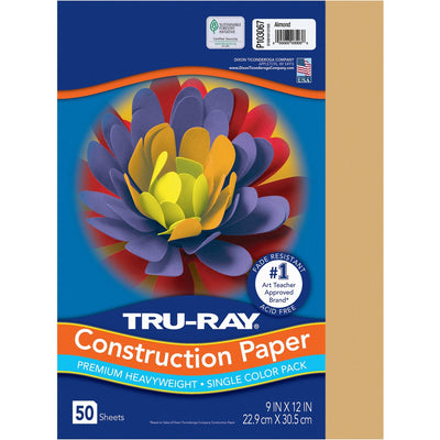 Dixon Ticonderoga Tru-Ray Construction Paper, Almond, 50 / Pack, PACP103067