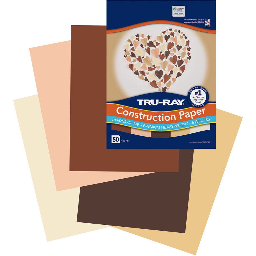 Tru-Ray Construction Paper, Assorted, Sulphite, 76 lb, 50 / Pack, PACP102949