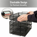 Mind Reader Tiered Stackable Paper Trays, Black, EMSDSTACK4BLK