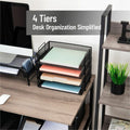 Mind Reader Tiered Stackable Paper Trays, Black, EMSDSTACK4BLK