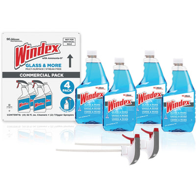 S. C. Johnson & Son Windex Glass & More Streak-Free Cleaner, Blue, 4 / Carton, SJN327171