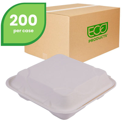 Eco-Products Hinged Clamshell Containers, White, 200 / Carton, ECOEPHC93NFA