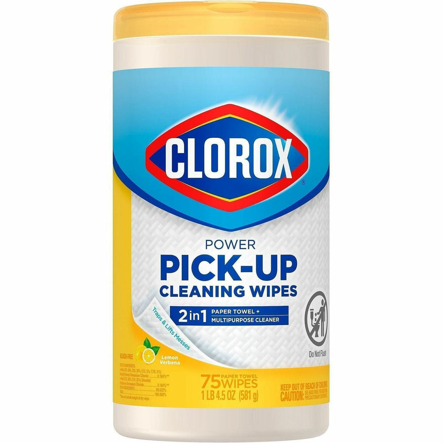Clorox Power Pick-Up Cleaning Wipes, White, Pulp Paper, Residue-free, CLO32578
