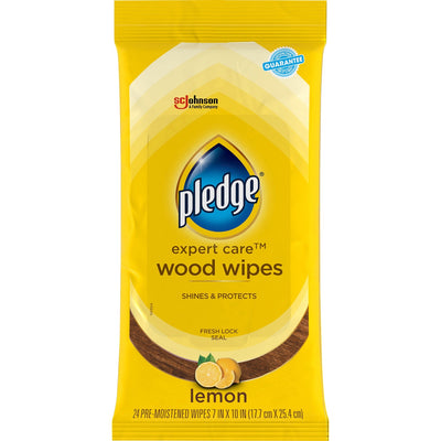 S. C. Johnson & Son Pledge Lemon Enhancing Polish Wipes, Yellow, 24 / Pack, SJN336297