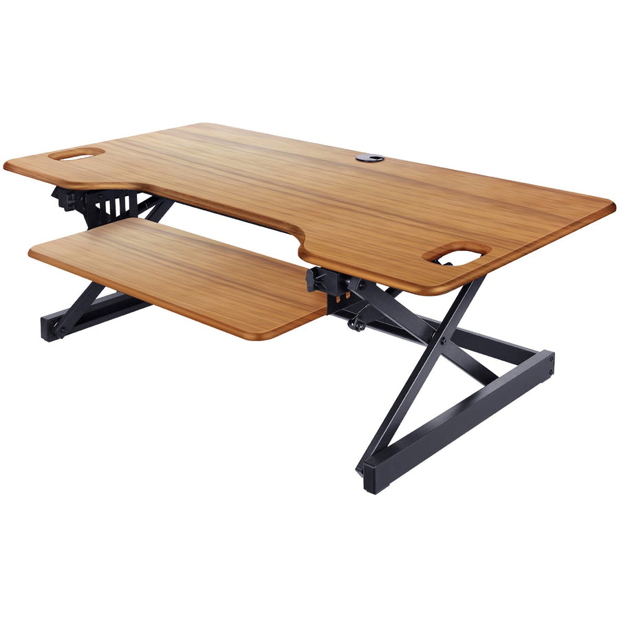 Rocelco DADR-46 46" Adjustable Desk Riser with EVR, 46" x 20", Teak, Retractable, RCLRDADRT46