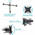 Rocelco RDM3 Desk Mount for LCD Monitor, LED Monitor, Display Stand - Black - Landscape/Portrait, RCLRDM3