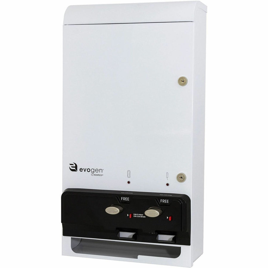 Hospeco Evogen Sanitary Napkin/Tampon Dispenser, 14" x 26", White, Bamboo, Easy to Use, 1 Carton, HOSEV1FREE