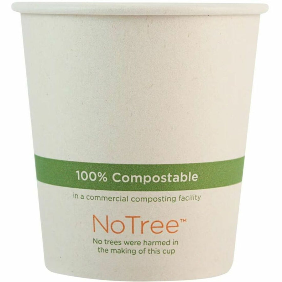 World Centric Compostable NoTree Paper Hot Cups, 3.5" x 3.6", Natural, Sugarcane Fiber, 10 fl oz, Disposable, 20 / Carton, WORCUSU10