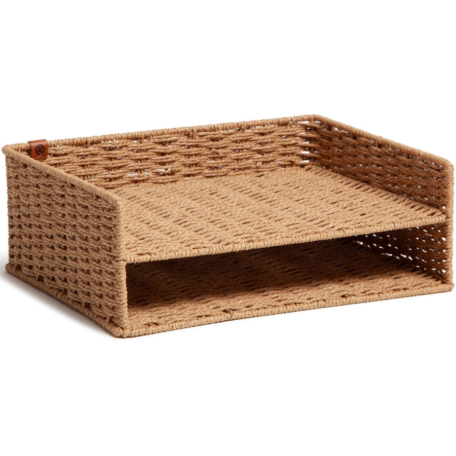 U Brands Woven Paper Tray, 9.70" x 12.60", Brown, Sturdy, UBR6085U0106