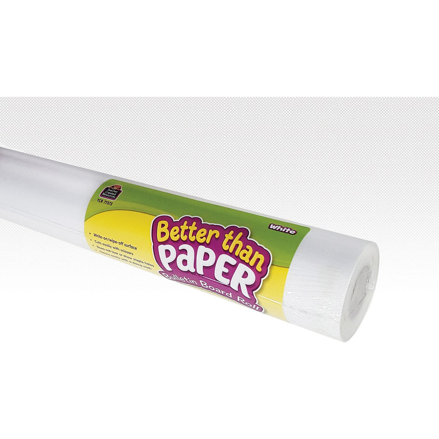 Teacher Created Resources Bulletin Board Roll, Better Than Paper, 48" x 12 ft, White, Fabric, Easy to Clean, 1 Roll, TCR77373