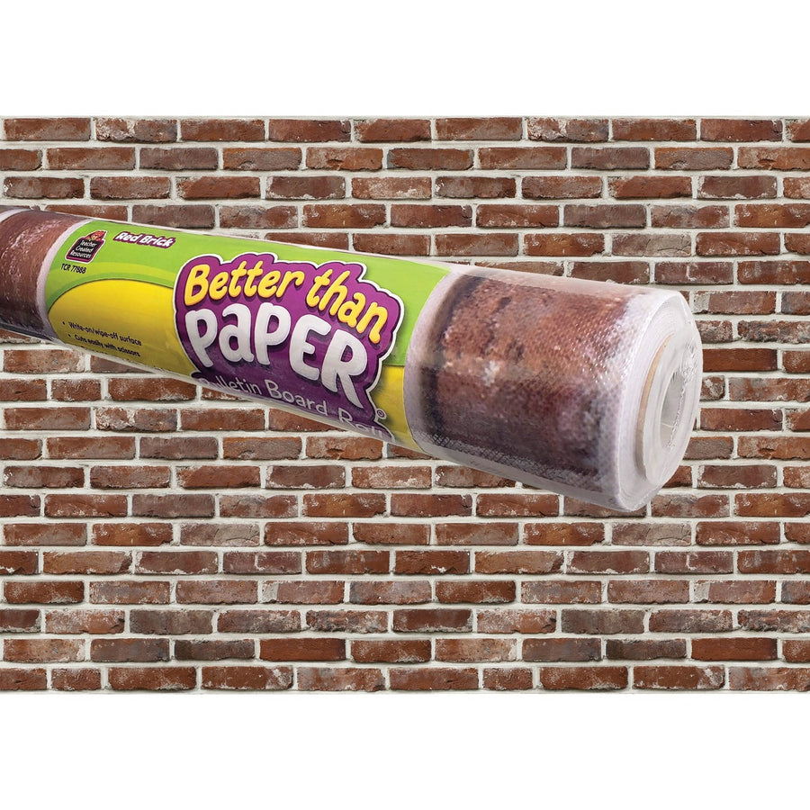 Teacher Created Resources Bulletin Board Roll, Better Than Paper, 48" x 12 ft, Red Brick, Fabric, Easy to Clean, 1 Roll, TCR77888