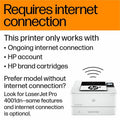 HP LaserJet Pro 4001dne Desktop Wired Laser Printer - Monochrome, White, HEW2Z600E