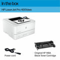 HP LaserJet Pro 4001dwe Desktop Wireless Laser Printer - Monochrome, White, HEW2Z601E