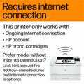 HP LaserJet Pro 4001dwe Desktop Wireless Laser Printer - Monochrome, White, HEW2Z601E