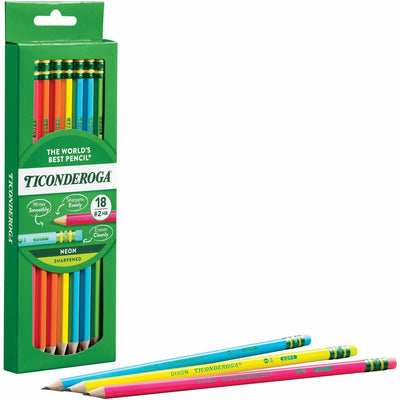 Dixon Ticonderoga Ticonderoga Neon Pre-Sharpened No. 2 Pencils, 18 / Box, DIXX13018