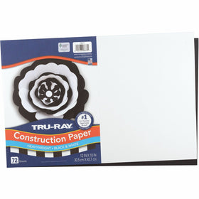 Dixon Ticonderoga Tru-Ray Construction Paper, White, 72 / Pack, PACP6677