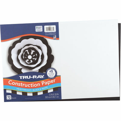 Dixon Ticonderoga Tru-Ray Construction Paper, White, 72 / Pack, PACP6677
