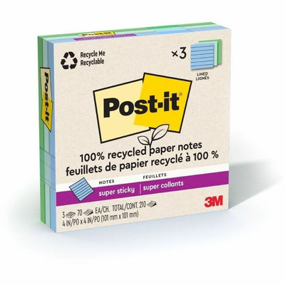 3M Post-it Super Sticky Adhesive Note, Assorted Oasis, 3 / Pack, MMM675R3SST
